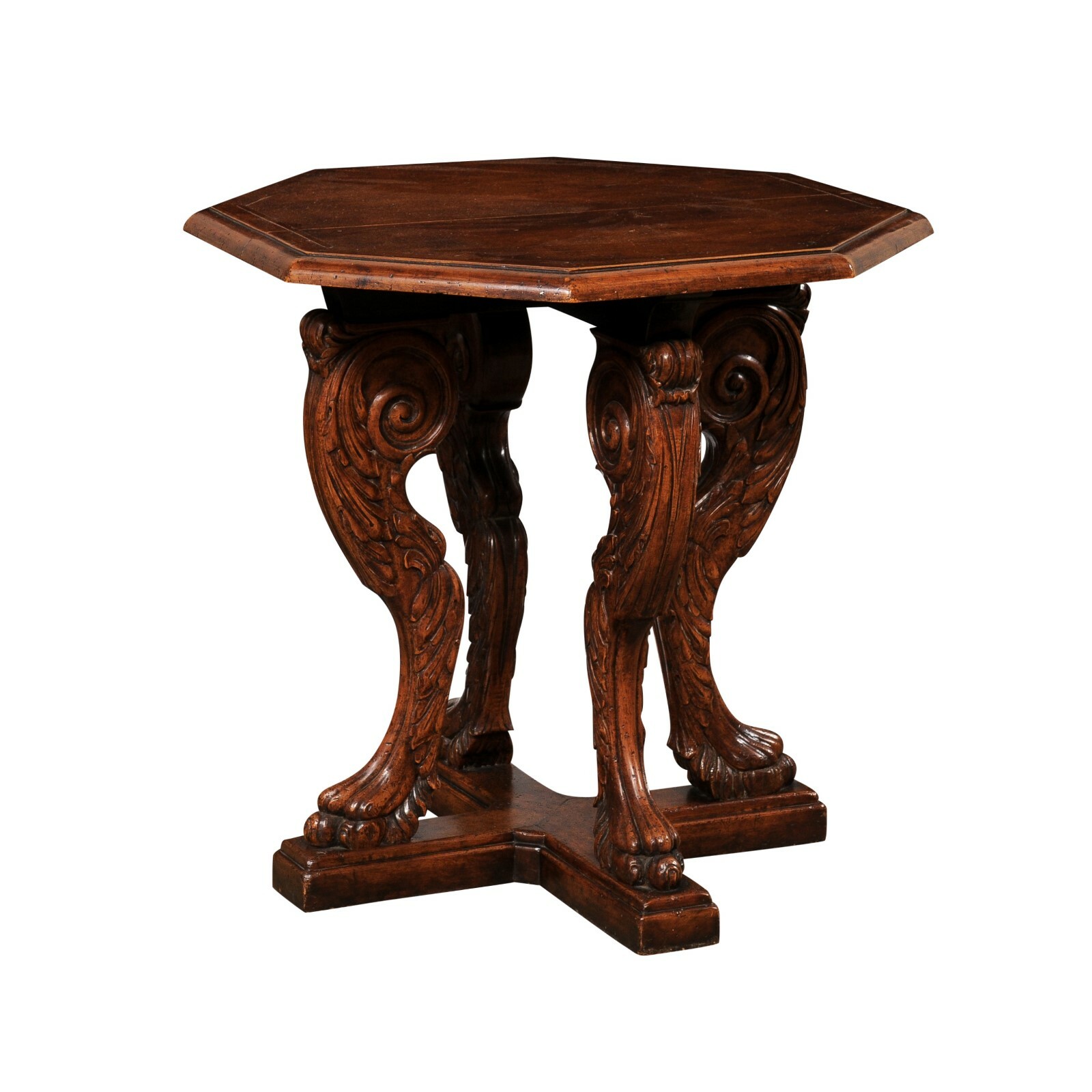English 27" Octagonal Table w/Animal Legs 1952 A. Tyner Antiques