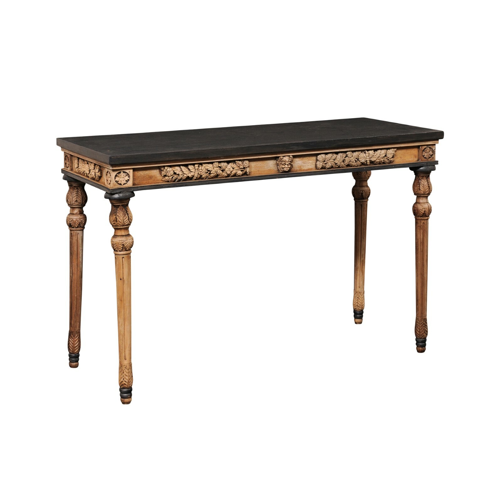 French 4.5 Ft Console, Carved on All Sides | 2047 | A. Tyner Antiques