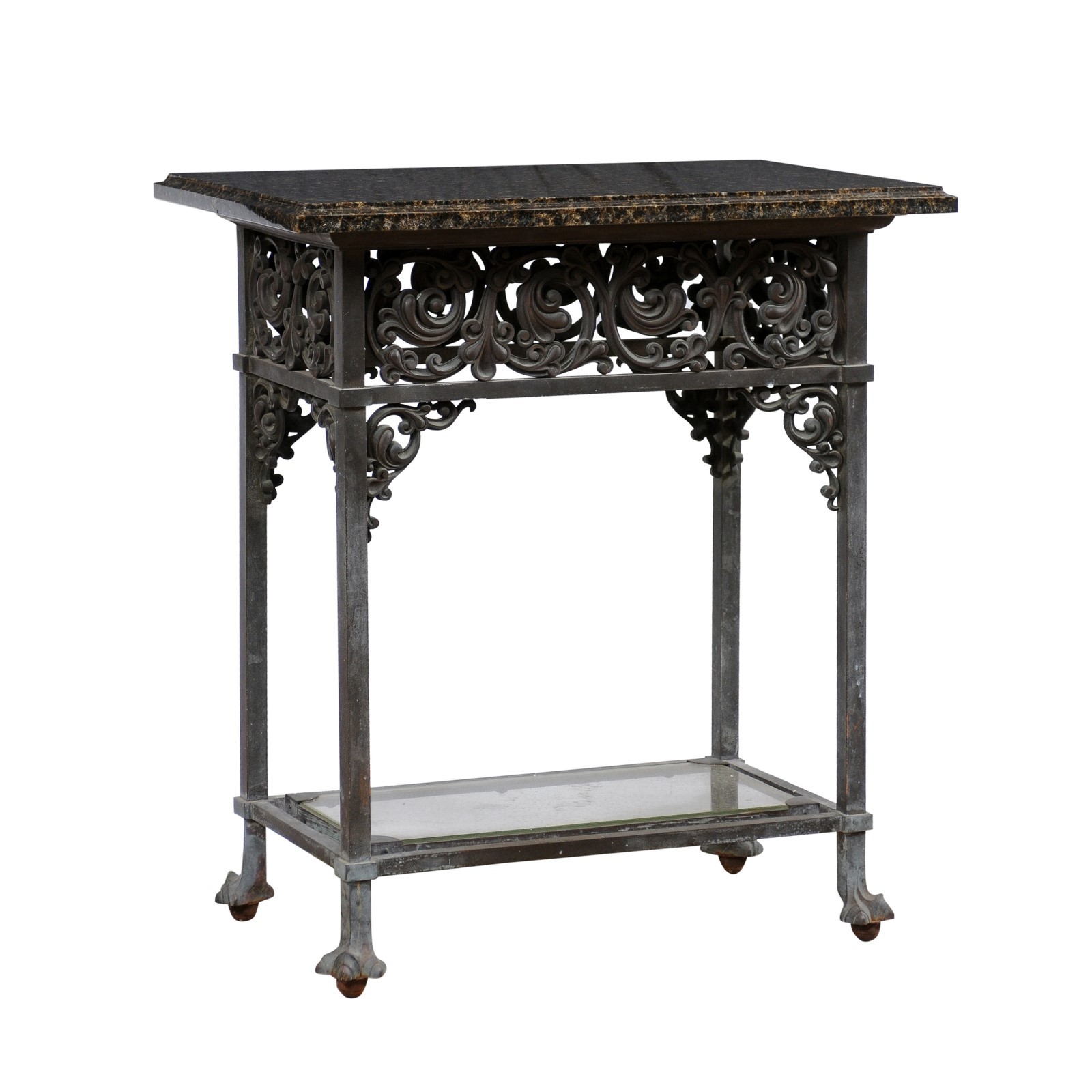 Antique Bronze Table w/Original Granite Top 1668 A. Tyner Antiques